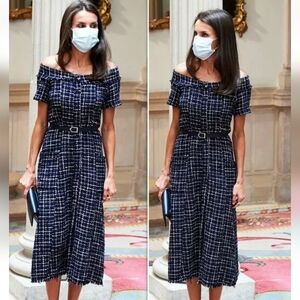 Zara Elegant Blue and Black Plaid Dress Office Siren Corpcore